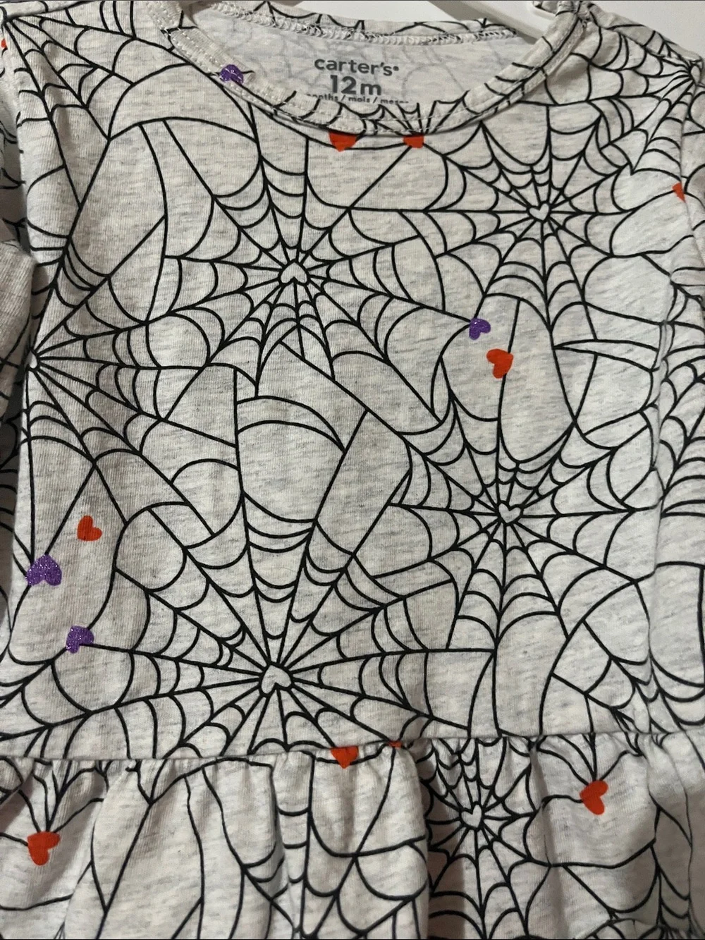 Carter's Gray Spiderweb Peplum Top with Orange & Purple Accents